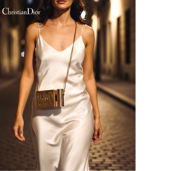Christian Dior Authentic Gold Minaudière Clutch/Crossbody Chain Strap Luxury. - Picture 3 of 5